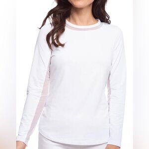 IBKUL UPF 50+ Long Sleeve Performance Top Women’s L Pale Gray Mesh Inlay